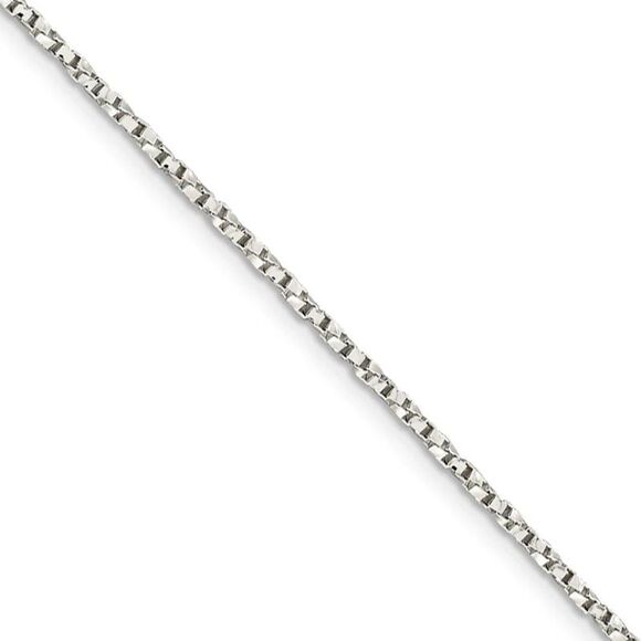 1.75mm Sterling Silver Solid Twisted Box Chain Necklace 30 Inch